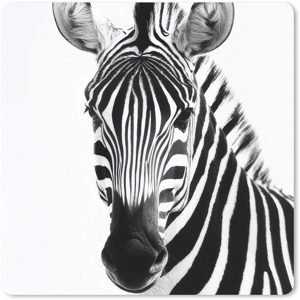 Muismat 20x20 cm - Mousepad Zebra - Close-up - Zwart - Strepen - Muismatten