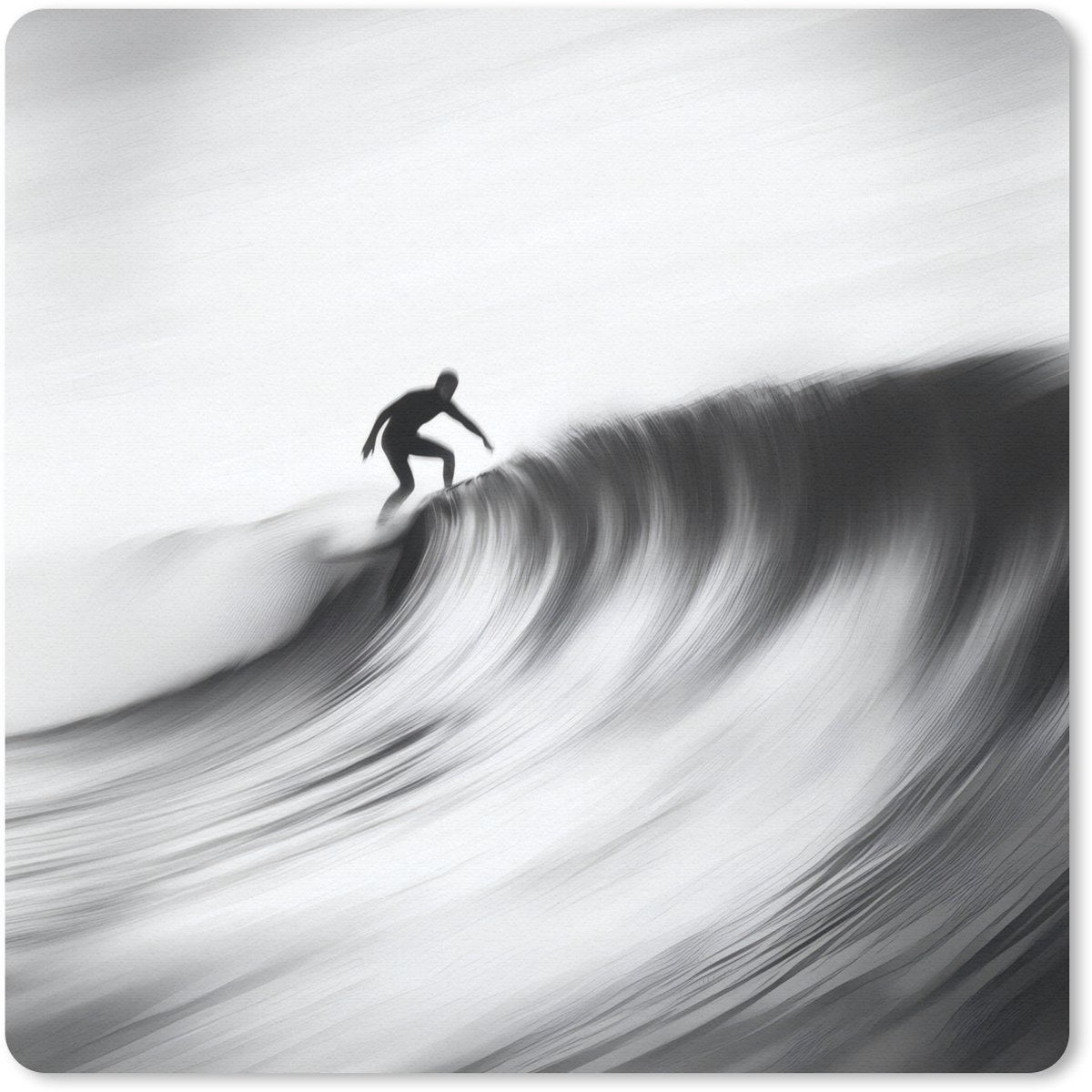 Muismat 30x30 cm - Mousepad Surfer - Golf - Vervaagd - Zwart - Muismatten