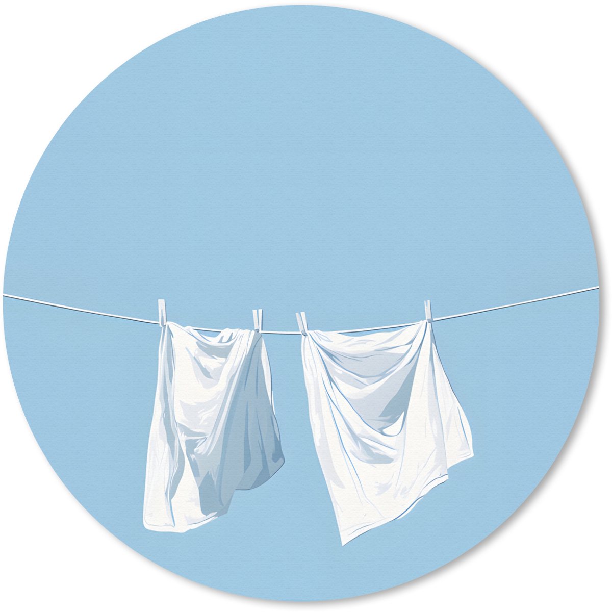 Muismat rond 50x50 cm - Mousepad Lakens - Waslijn - Blauw - Minimalistisch - Ronde muismatten