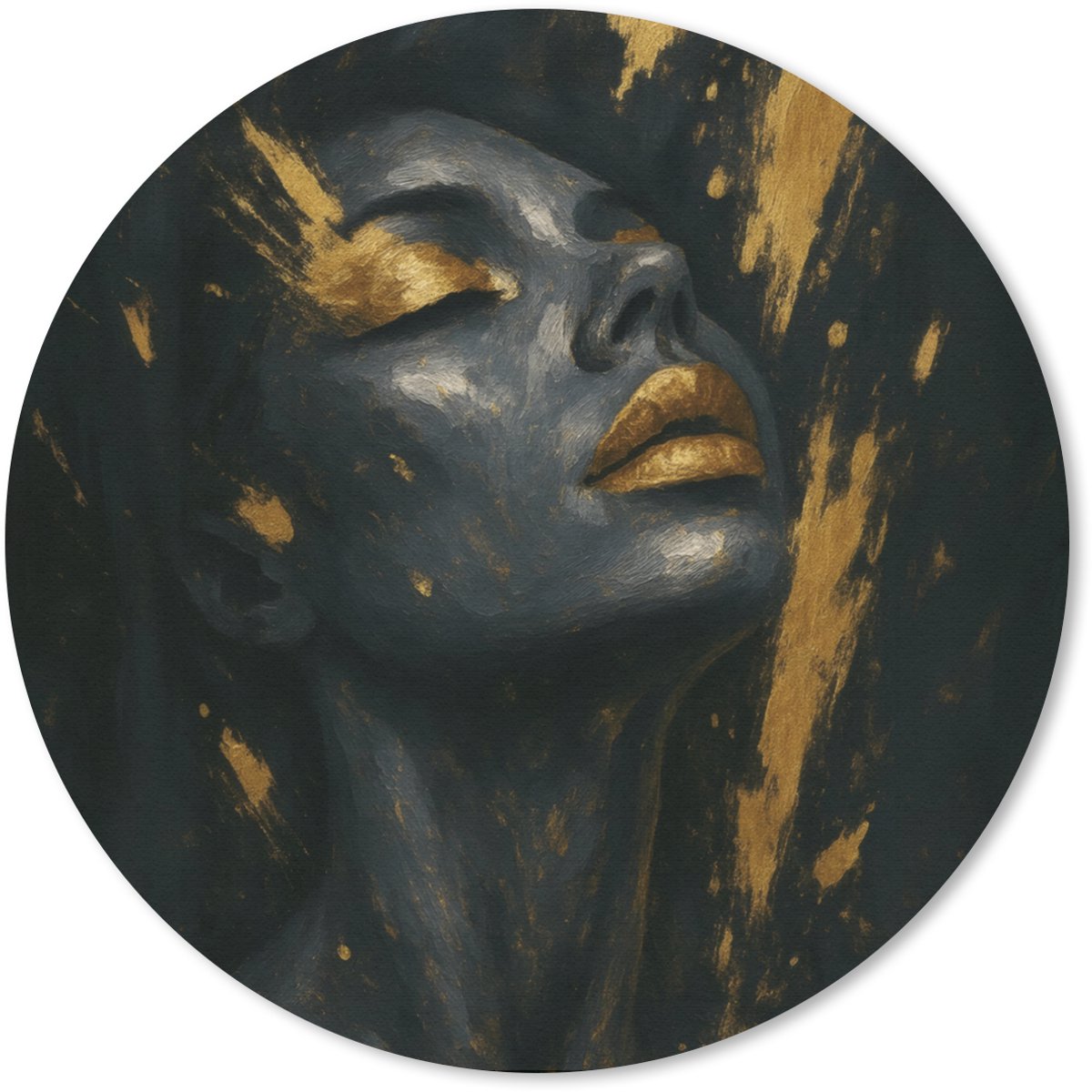 Muismat rond 30x30 cm - Mousepad Gezicht - Vrouw - Verfspatten - Abstract - Ronde muismatten