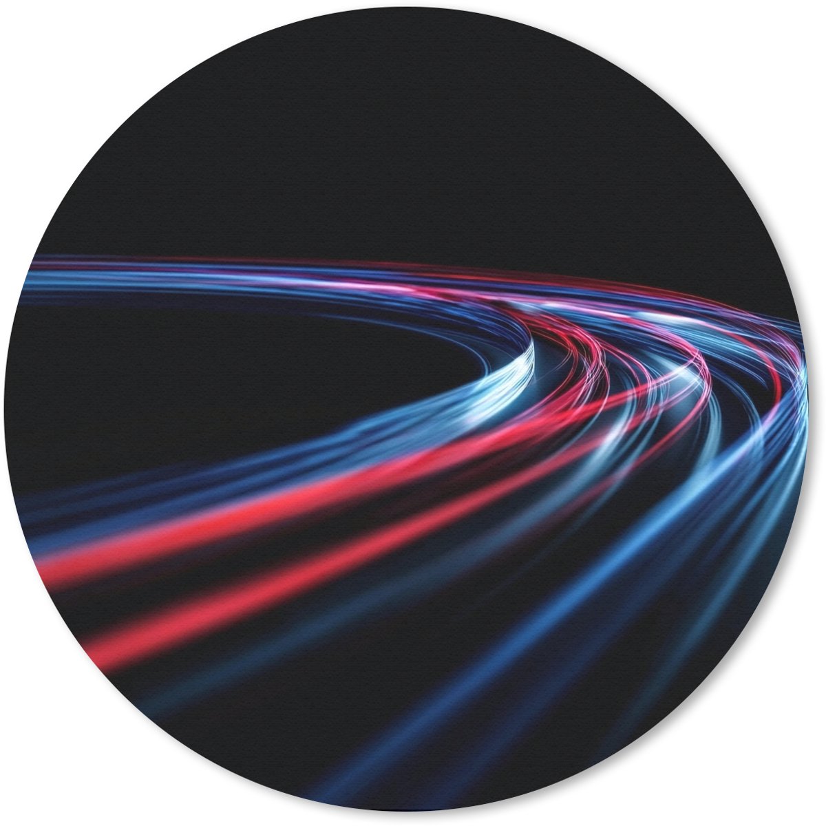 Muismat rond 20x20 cm - Mousepad Gaming - Lichtbanen - Golvend - Rood - Ronde muismatten