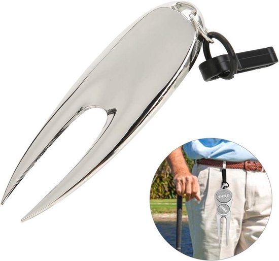 Allecto Plus - Lichtgewicht metalen golf pitchfork reparatietool met sleutelhanger - handig voor op de golfbaan - accessoire voor golf reparaties. van Allecto Plus — afbeelding 5