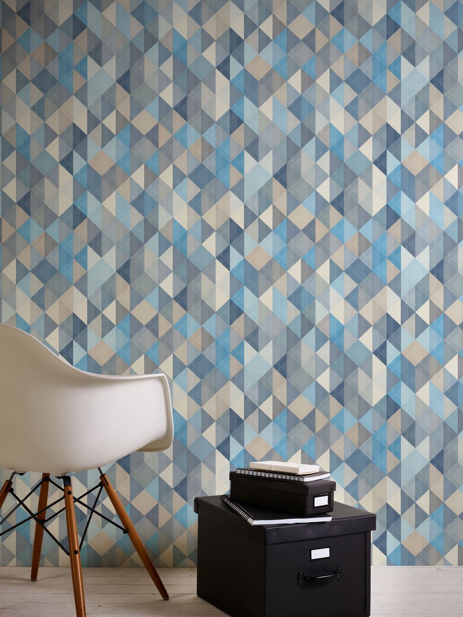 MODERN GRAFISCH BEHANG - Beige Blauw Grijs - AS Creation Spot 4