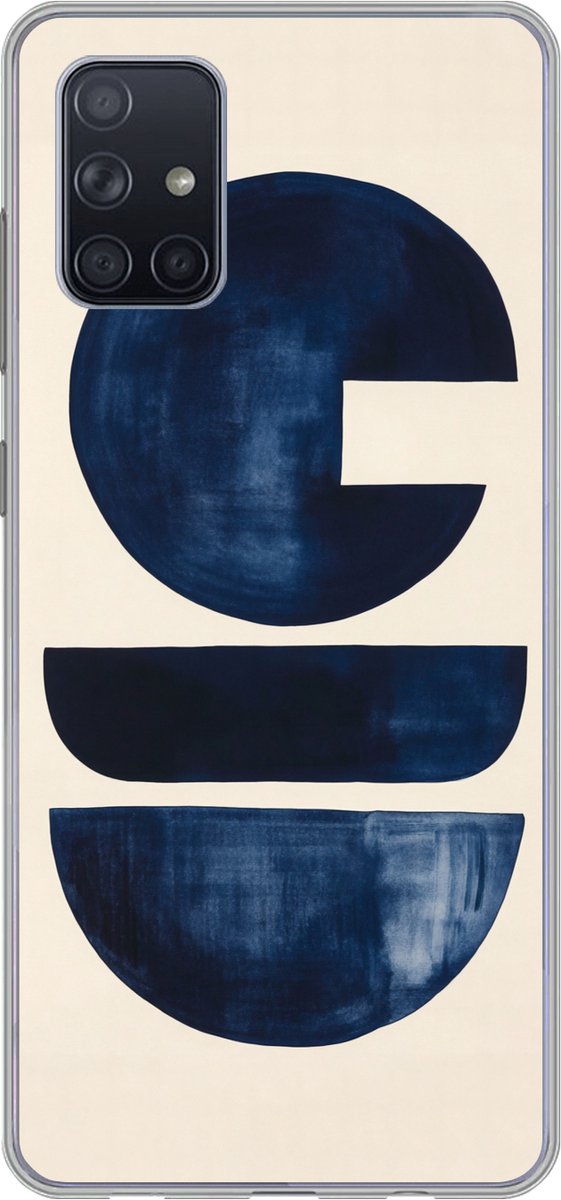 Telefoonhoesje Geschikt voor Samsung Galaxy A51 hoesje - Vormen - Blauw - Abstract - Siliconen Telefoonhoesje Telefoonhoesje