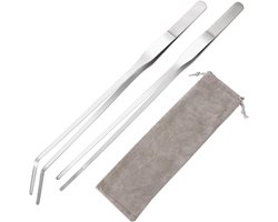 Allecto Plus - Extra lange pincet van roestvrij staal voor grillen, koken, serveren of voeren in aquarium en terrarium