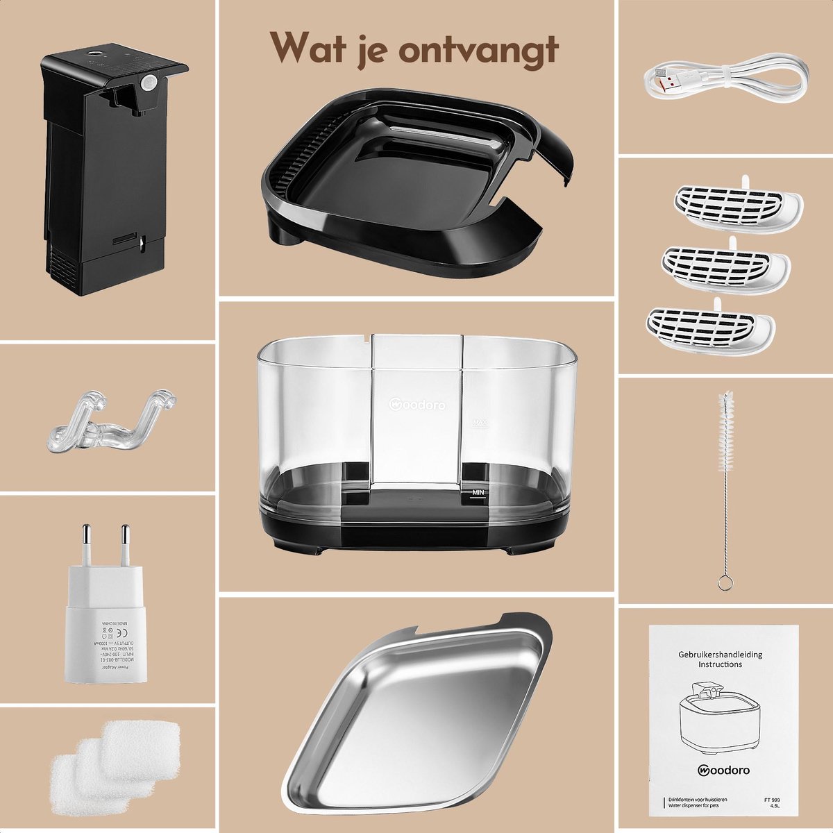 Gimars Cat Water Fountain, 108oz/3.2L Roestvrijstalen Huisdier Waterfontein Draadloos Batterijgevoed, Snoerloze Honden Waterdispenser Automatisch met Bewegingssensor