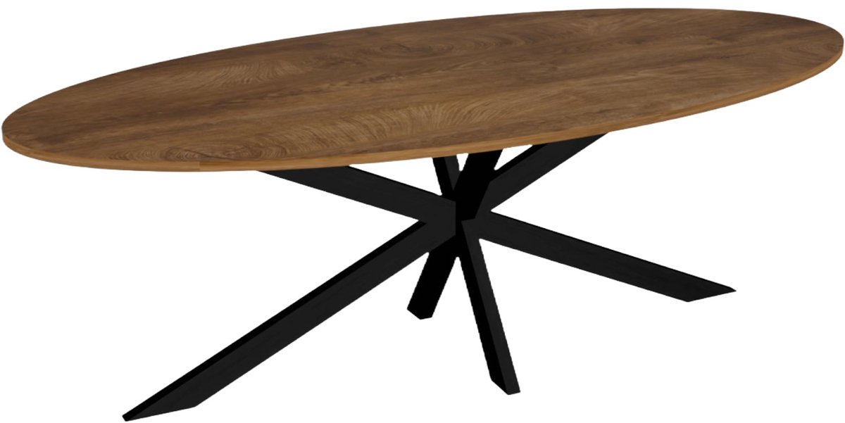 Lizzely Garden & Living Eettafel ovaal 240cm Rato bruin ovale tafel MDF eetkamertafel