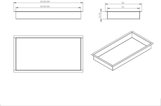 Encastré inox 30x30x10cm