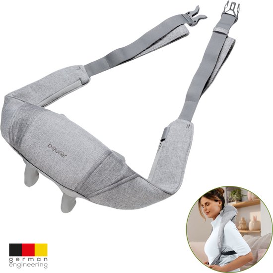 Grijze Beurer MG 154 draadloze nekmassager met rugband