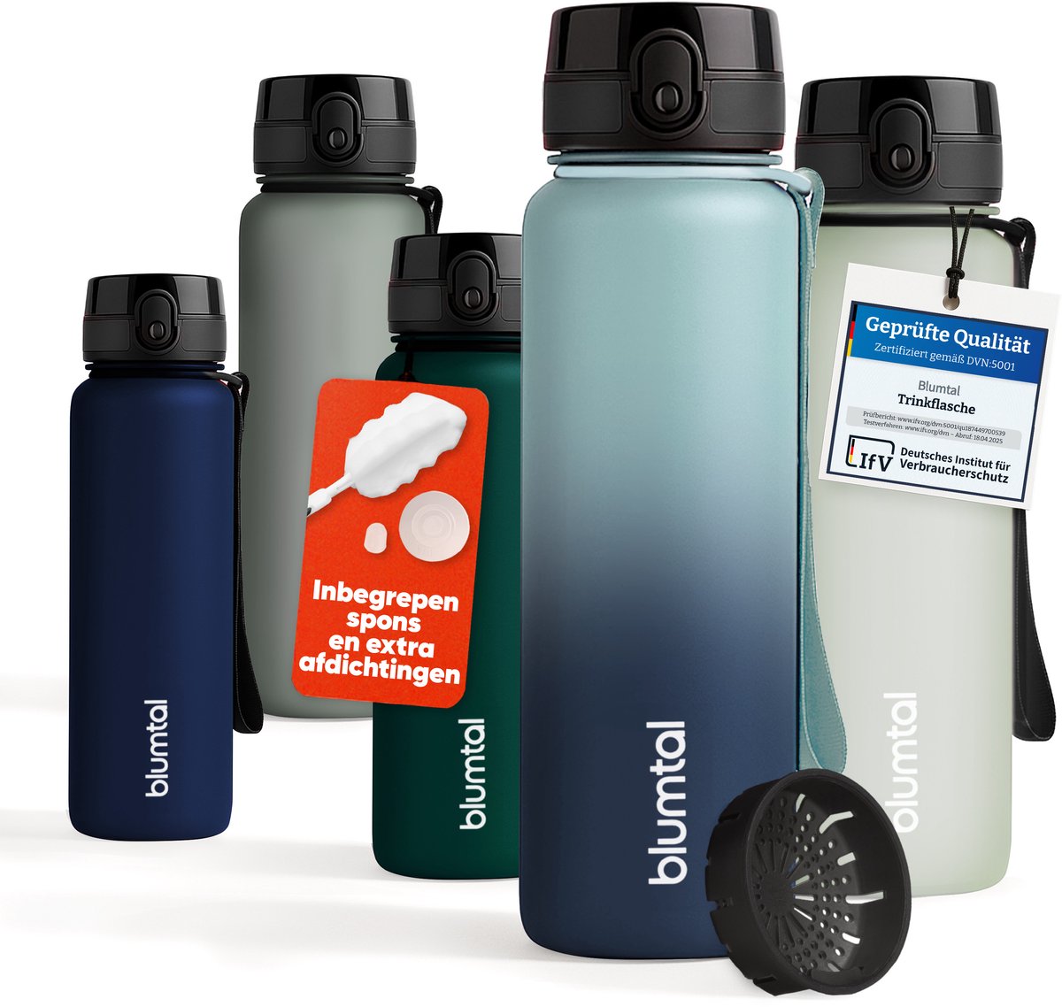 Blumtal Drinkfles - BPA Vrij - Lekvrij - Waterfles - 800 ml - Grijsblauw en donkerblauw
