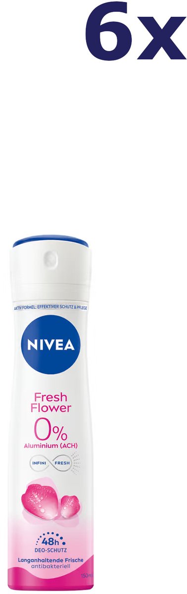 6x NIVEA Fresh Flower Deodorant Spray 150 ml