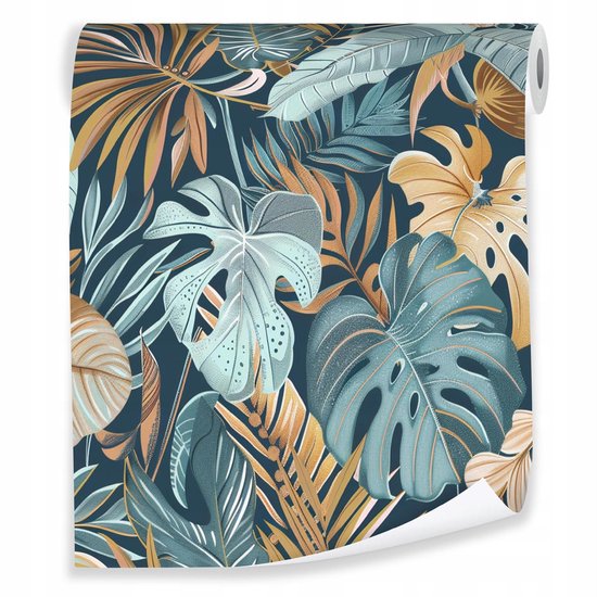 WALLARENA - Behang - Breedte 50 cm - Monstera bladeren patroon - Geschikt voor woonkamer en slaapkamer - 10m