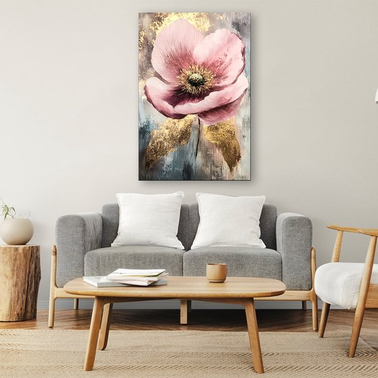Elegant abstract bloemen schilderij - Bloem schilderij op glas - Schilderij natuur - Art Nouveau - Plexiglas schilderij - Woonkamer accessoires - Glasschilderij 30x45 cm