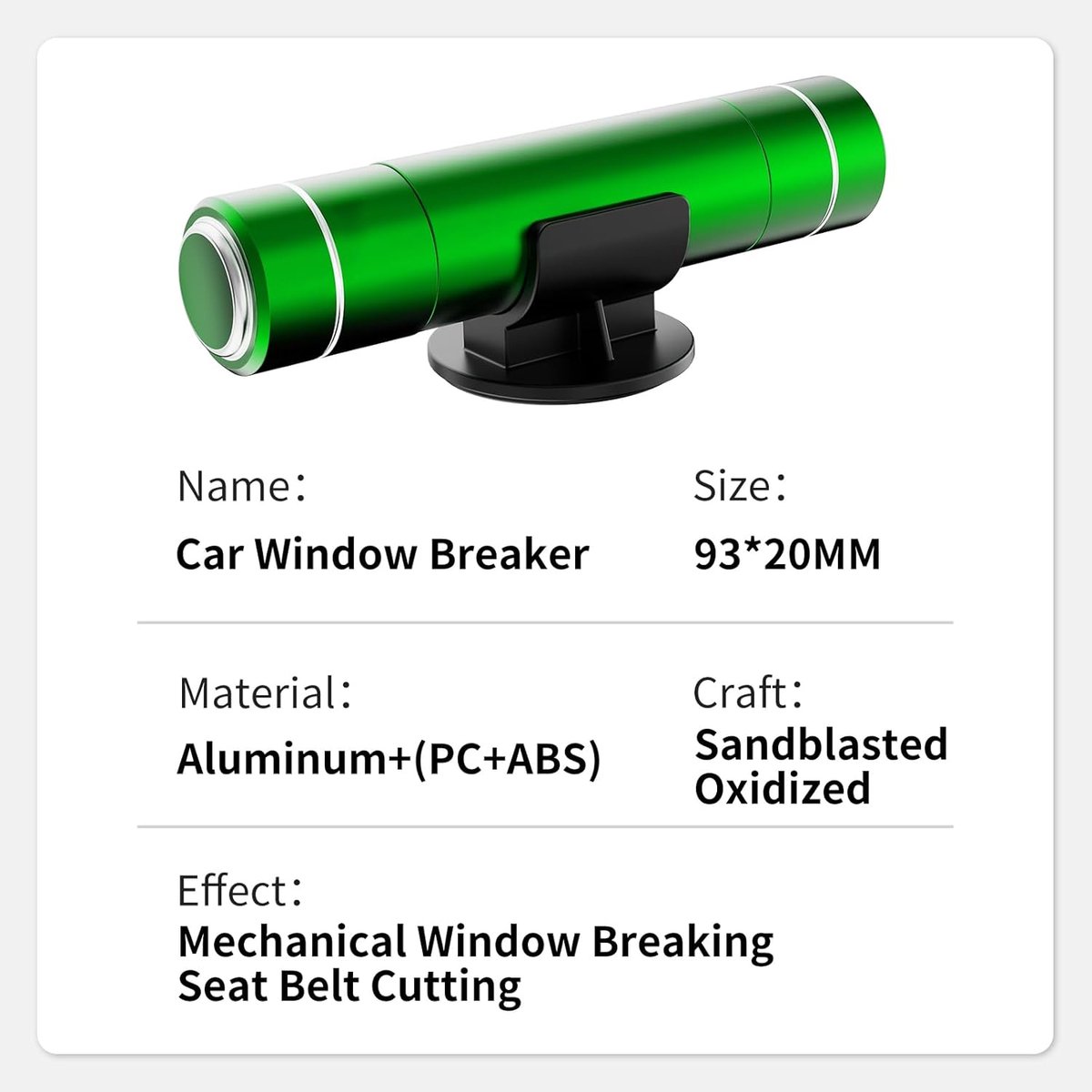 Raambreker - 2-pack autoveiligheidshamer noodhulpmiddel - Auto-ruitenbreker van één seconde - Gordelsnijder - Autoglasbreker - Levensreddend noodhulpmiddel - Blauw + Groen thumbnail 5