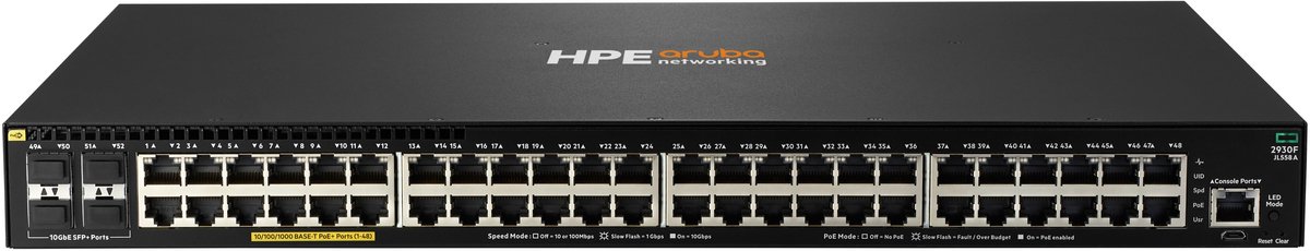 Aruba 2930F 48G PoE+ 4SFP+ 740W Managed L3 Gigabit Ethernet (10/100/1000) Power over Ethernet (PoE) 1U Zwart