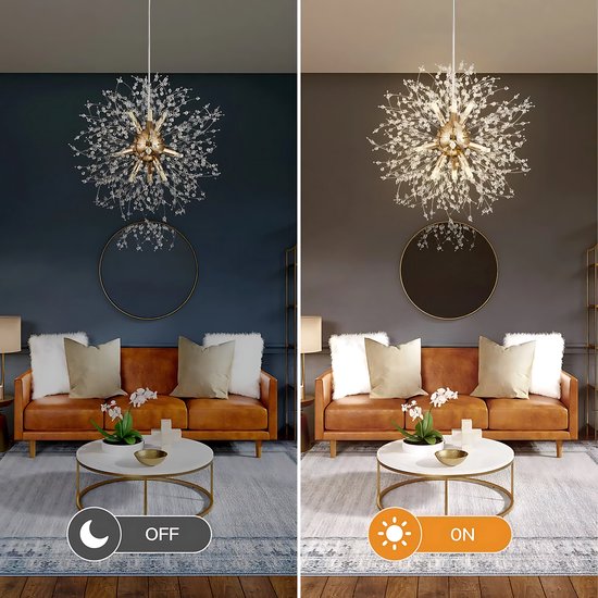 Moderne Vuurwerk Kroonluchter, G9 Lights Paardebloem Plafondlamp Kristallen Plafondlamp Inbouw Plafondverlichting Voor Woonkamer Eetkamer Slaapkamer Foyer (8 Lichter