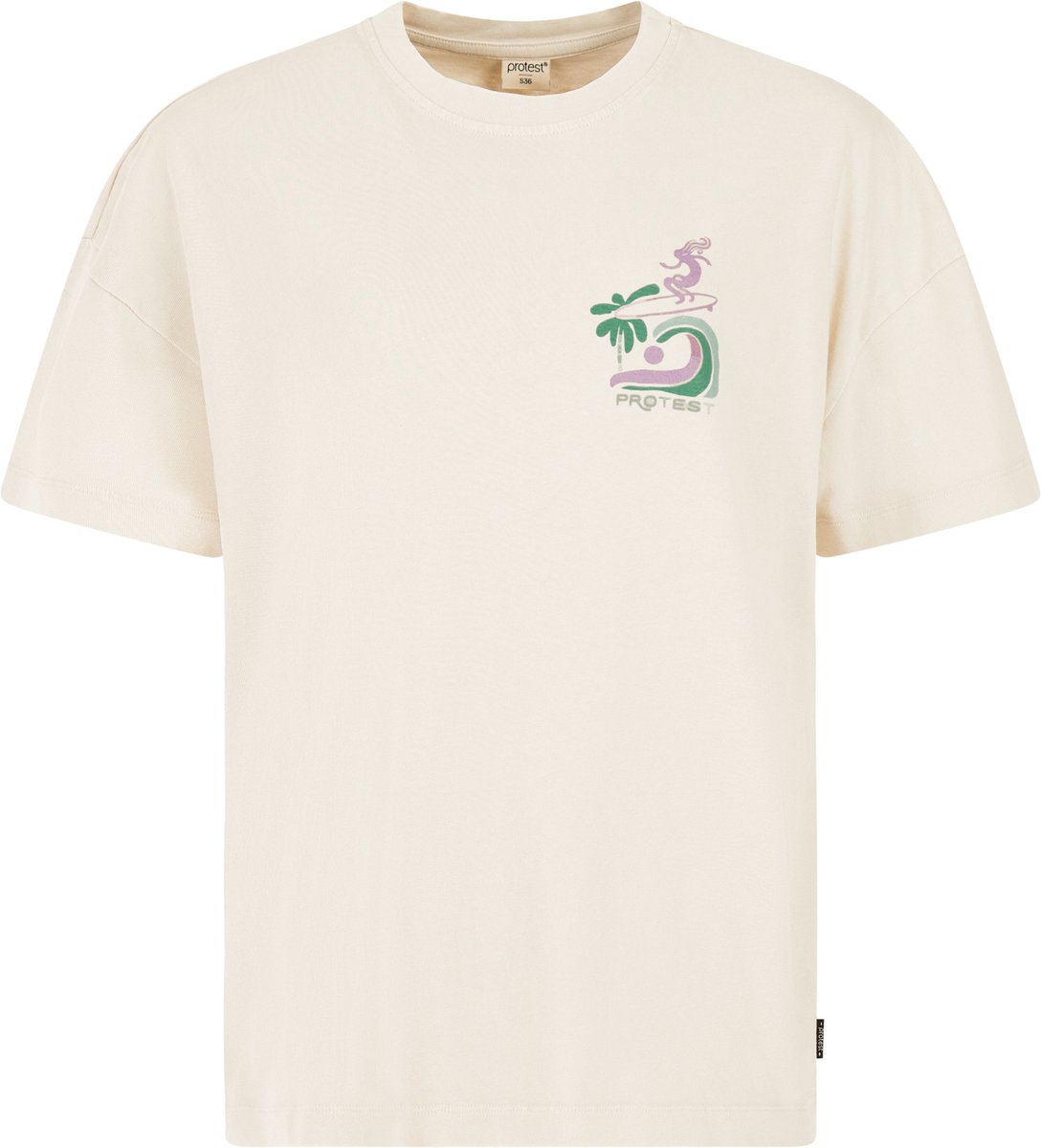 Protest Prtshelly T shirt Dames Korte mouwen Ronde hals Relaxed fit Kitoffwhite