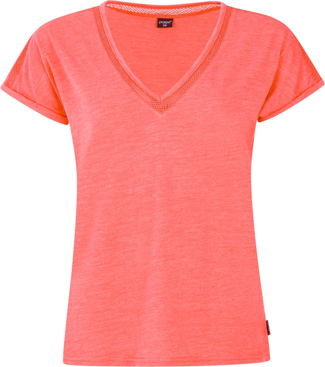 Protest PRTMondaysi – T shirt Dames – Korte mouwen – V hals – Loose fit Roze