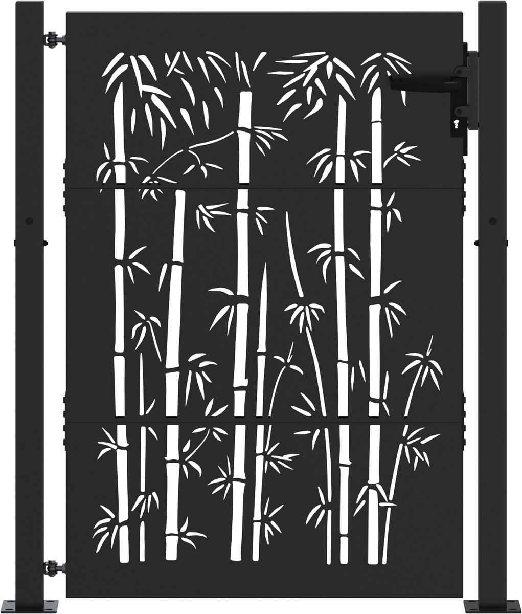 vidaXL - Tuinpoort - met - slot - Zwart - 110 - x - 130 - cm - Gepoedercoat - staal