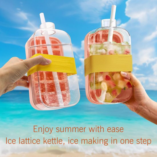 Waterbeker van 600 ml met rietje en deksel, 2-in-1 waterfles voor voor buitensporten(Groen