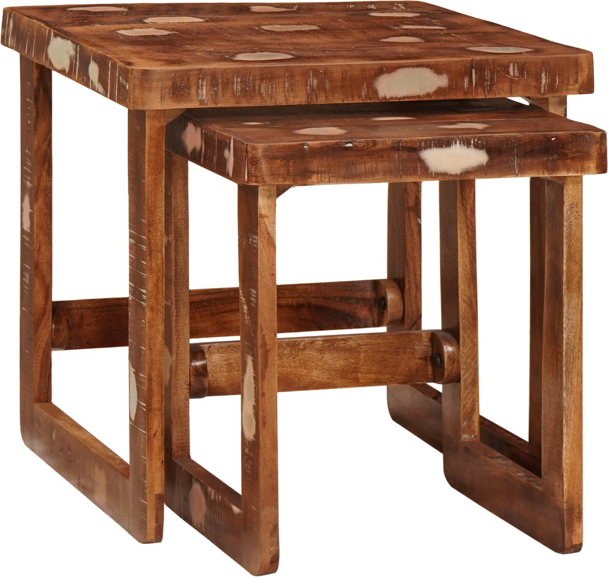 vidaXL Nesttafels - 2 - st - Bruin - 46 - x - 46 - x - 45 - cm - Massief - Gerecycleerd - Hout