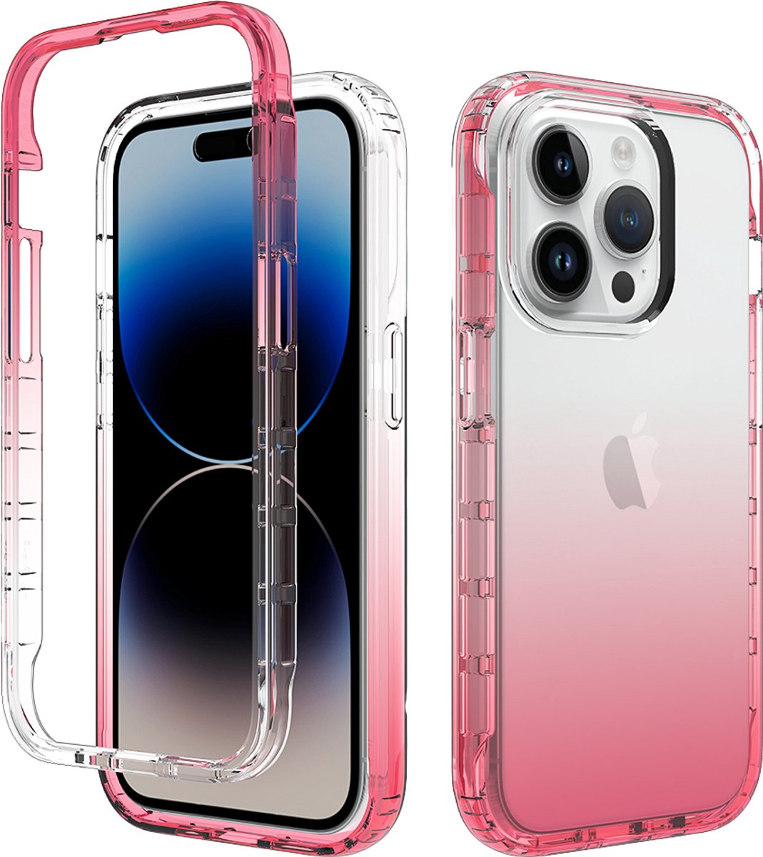 Hoesje geschikt voor iPhone 17 Pro - Full body - 2 delig - Shockproof - Siliconen - TPU - Roze