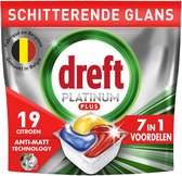 Tablettes pour lave-vaisselle tout-en-un Dreft Platinum Plus , technologie anti-noircissement au Citroen - 6 x 19 capsules