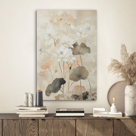 Panneau mural acoustique 50x70 cm - Peinture en Feutre Fleurs - Japandi - Wabi sabi - Panneaux acoustiques - Décoration murale insonorisante - Isolation phonique salon - Décoration murale panneaux sonores