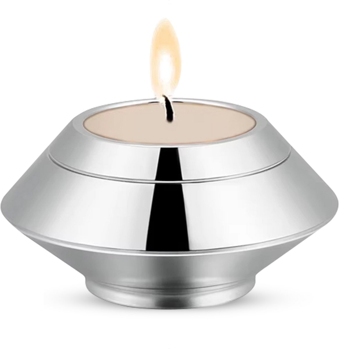 Luxe Mini Urn 90 ML - Urn met Kaarshouder - Crematie Urn - Uniek - Voor Huisdieren of Menselijk As - Crematie As - Mini Urn - Decoratie Urn - Zilver