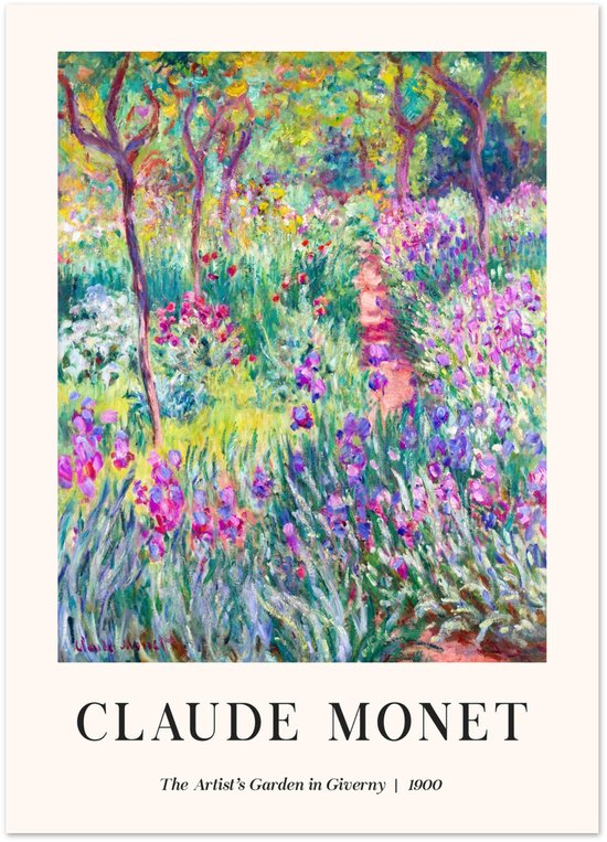 Artfulprints Poster Claude Monet - The artist's garden in Giverny 50x70 cm - exclusief lijst