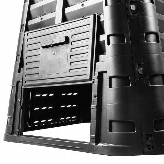 KADAX Compost bin, black compost plant, quick compost bin made of plastic, weatherproof thermal compost bin with folding lid (360 l