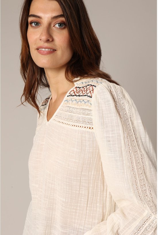 Chemisier bohème DEELUXE 100% coton avec broderie et manches longues L