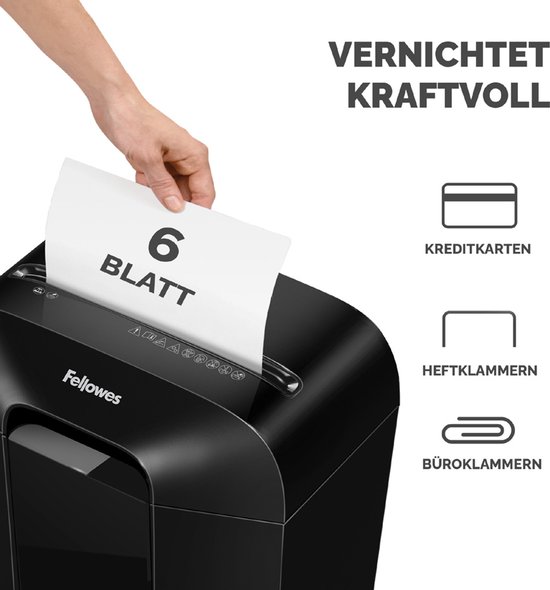 Fellowes LX25 - Destructeur de papier - P4 Cross-Cut - 6 feuilles - 11,5 L - blanc