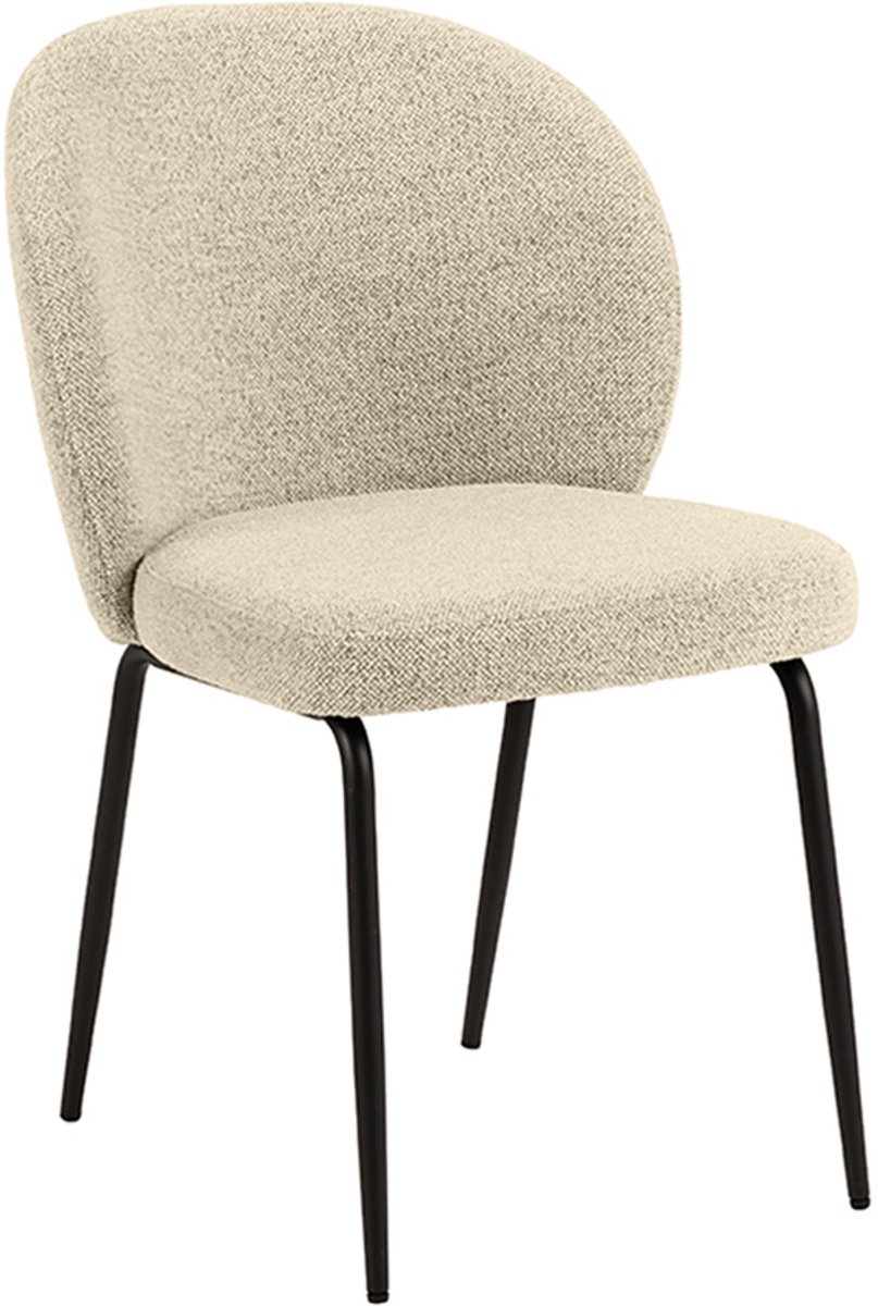 Bouclé Eetkamerstoel Travis Crème