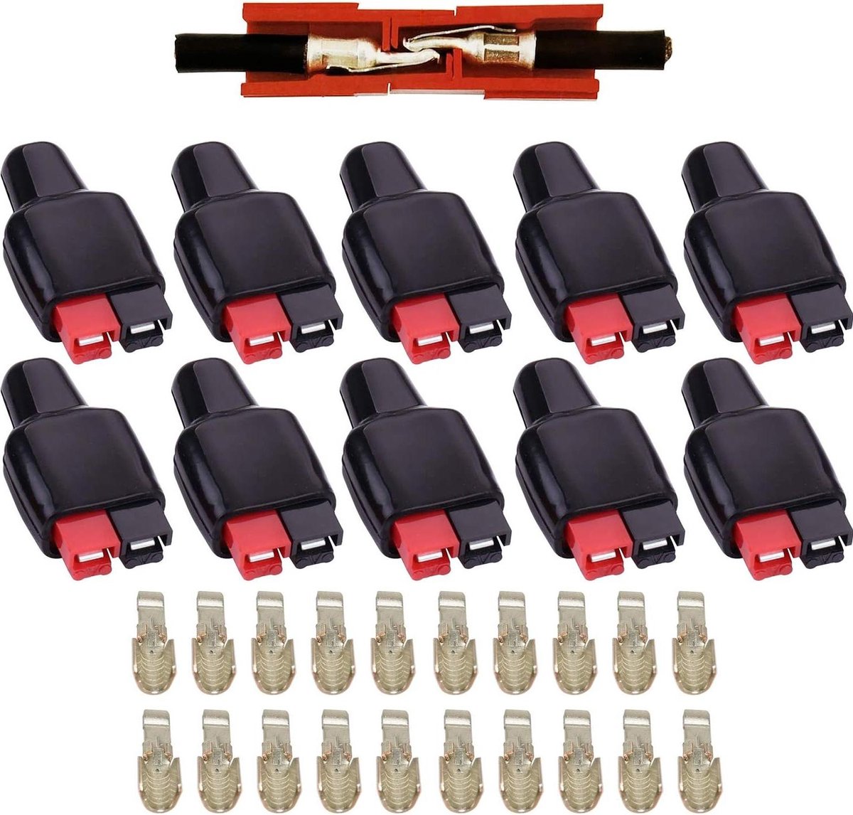 Allecto Plus - Quick Connect-batterijconnectoren - 10 paar Quick Disconnect voedingsconnector - Rood Zwart - Hoge stroomcapaciteit