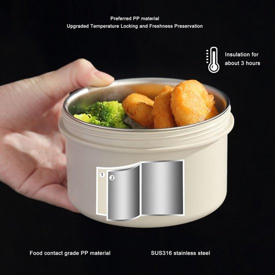 Geïsoleerde Lunchcontainer Thermische Bento Box Gemakkelijk Schoon Te Maken Draagbaar Lekvrije 304 Roestvrijstalen Thermische Tas met Deksel voor School (4 Doos
