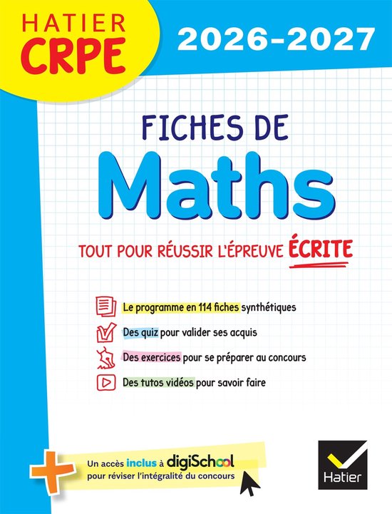 Hatier CRPE - Fiches de Maths - Epreuve écrite d'admissibil ... - cover