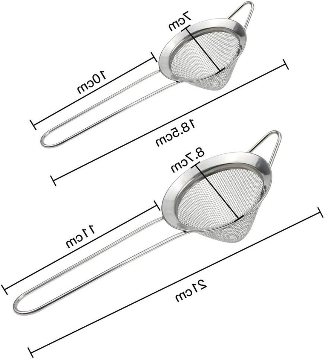 Allecto Plus - Cocktail Zeef 2 Stuks RVS Fijne Mesh Conische Zeef Dranken Thee Filteren Juicer