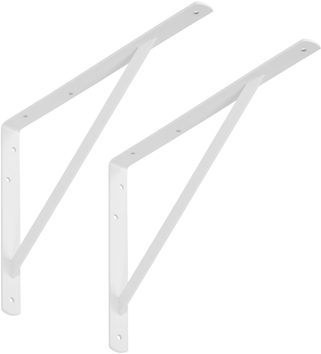 SOTECH set van 2 Plankdragers (400 x 275 x 30 mm, wit, poedercoating), kapstokdrager met dwarsbalk voor stabilisatie.