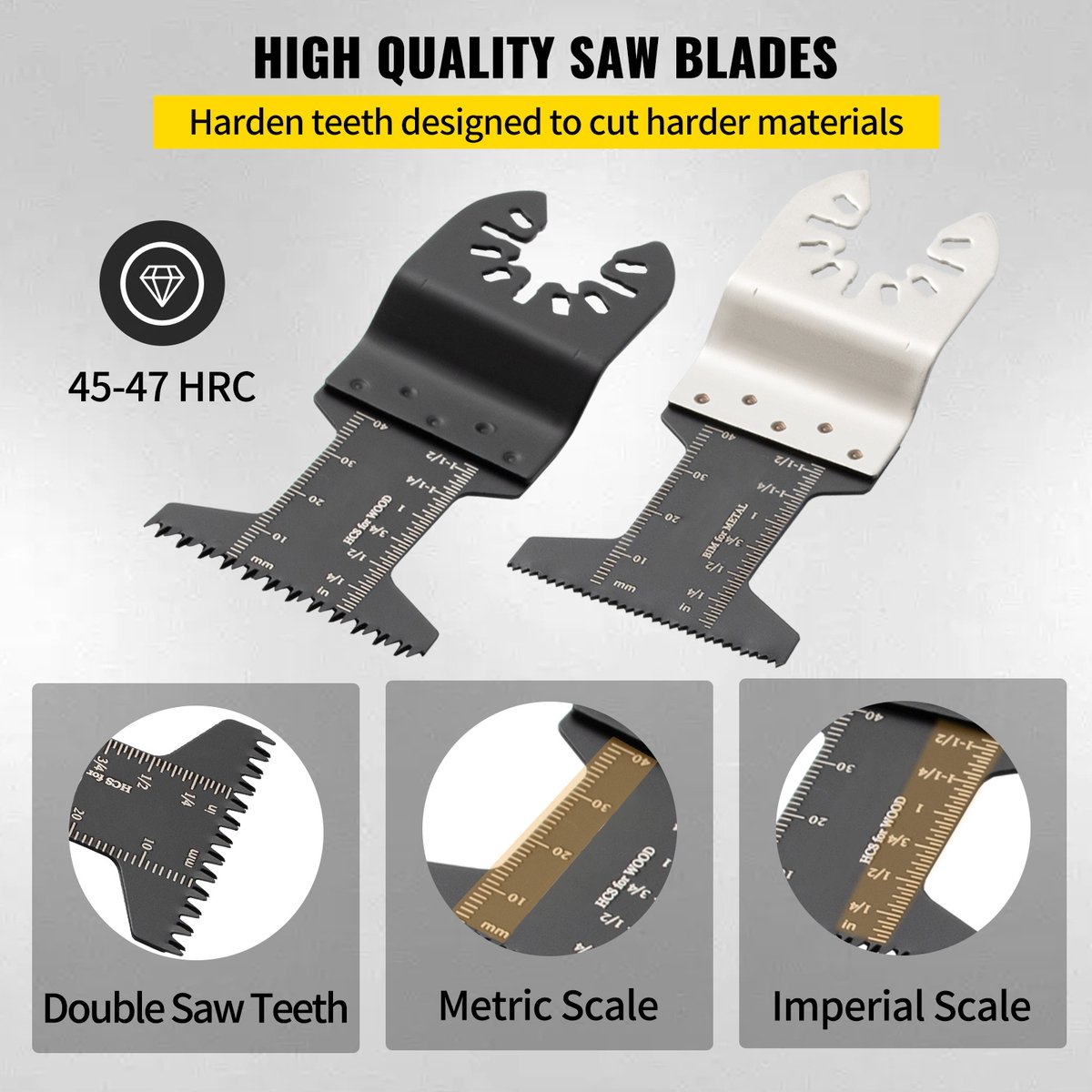 50 Stuks Oscillerende Zaagbladen – Snelsluit Set voor Multifunctionele Gereedschappen – HCS Zaagbladen voor Hout, Kunststof, Metaal, Spijkers en Schroeven – Compatibel met Dewalt, Dremel, Fein, Worx, Bosch, Makita en Milwaukee – foto 5