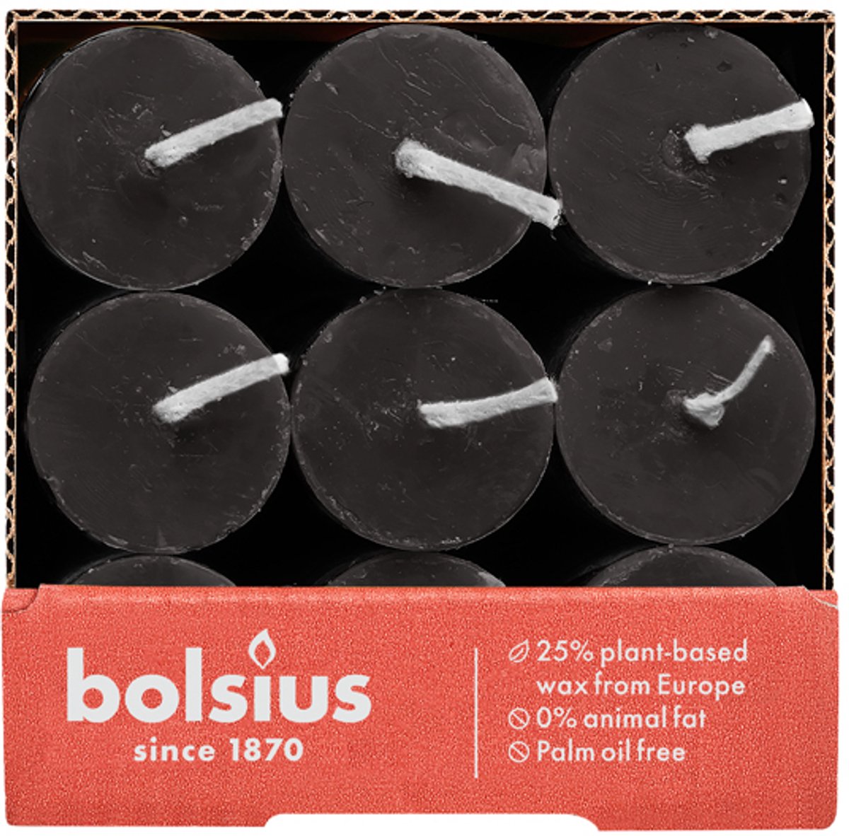 Bolsius Dinerkaars Rustiek Sandy Grey 27 cm - 9 Stuks grijs