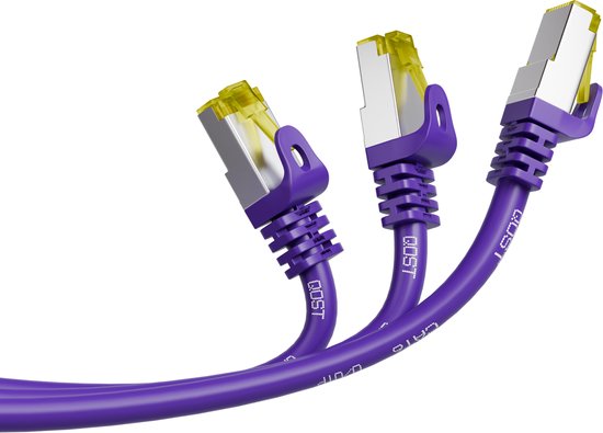 Qost - Câble internet CAT7 10G - SFTP PIMF - 10 Gbps / 500 MHz - 100% cuivre - Connecteurs RJ45 - Câble patch / Câble réseau - 15 Mètres - Violet