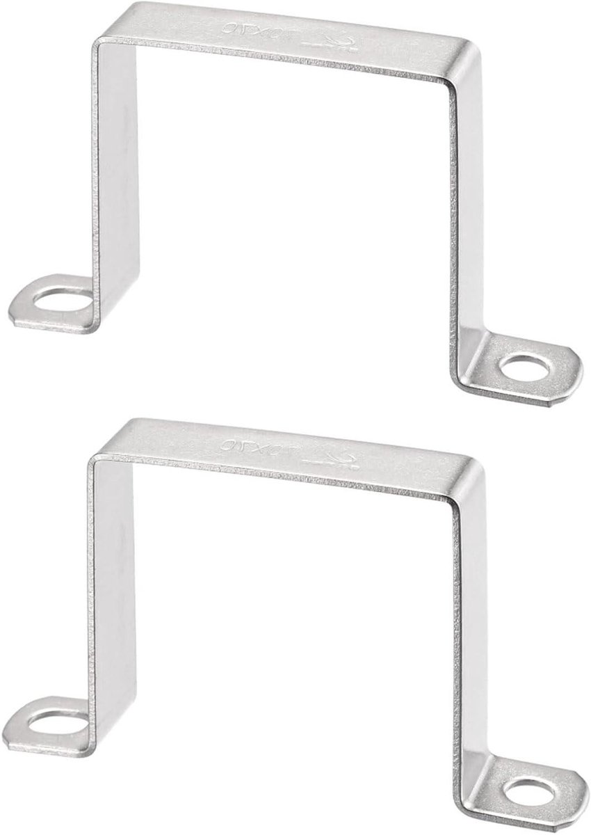 Allecto Plus - U-vormige Connector Beugels 68 x 72mm van 304 Rvs voor Deur - Set van 2 Stuks met Gesloten Bar Houder - Ideaal voor Strut Kanaal en Bevestiging Buis Pijp Draad
