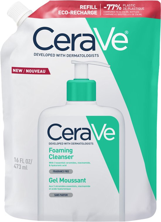 CeraVe Schuimende Reinigingsgel Navulling - voor normale tot vette huid - met 3 essentiële ceramiden - 473ml