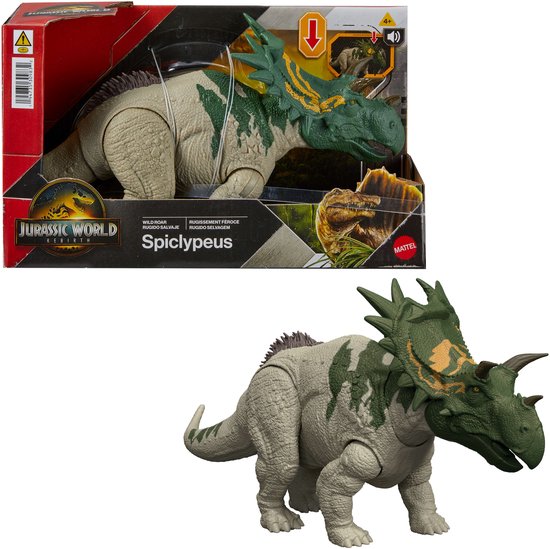 Figurine articulée Mattel Jurassic World Rebirth avec son Wild Roar Spiclypeus 15 cm