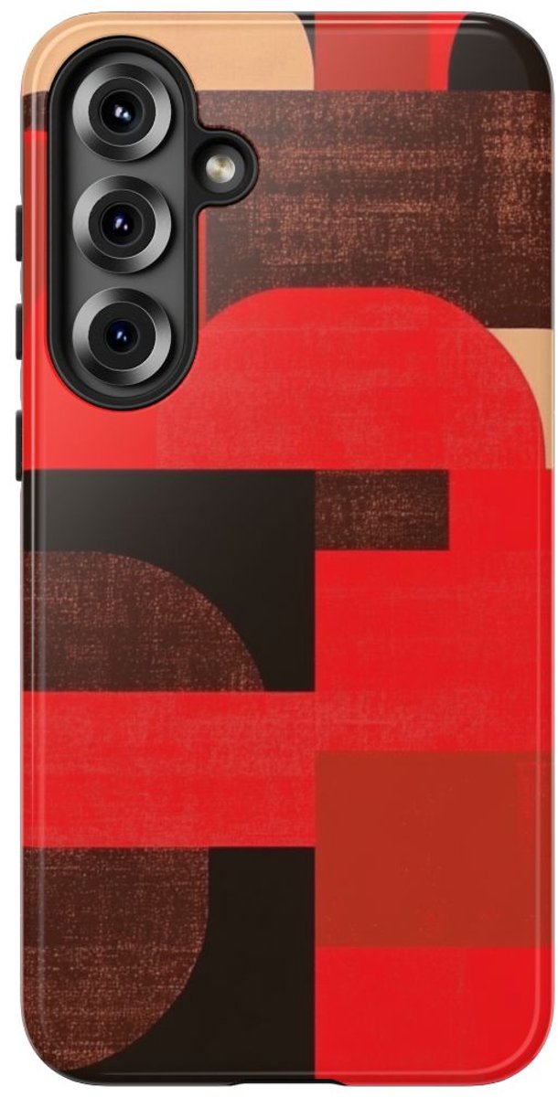 Rood-Bruin Geometrisch Abstract – Telefoonhoesje Geschikt voor Samsung Galaxy S25 Plus