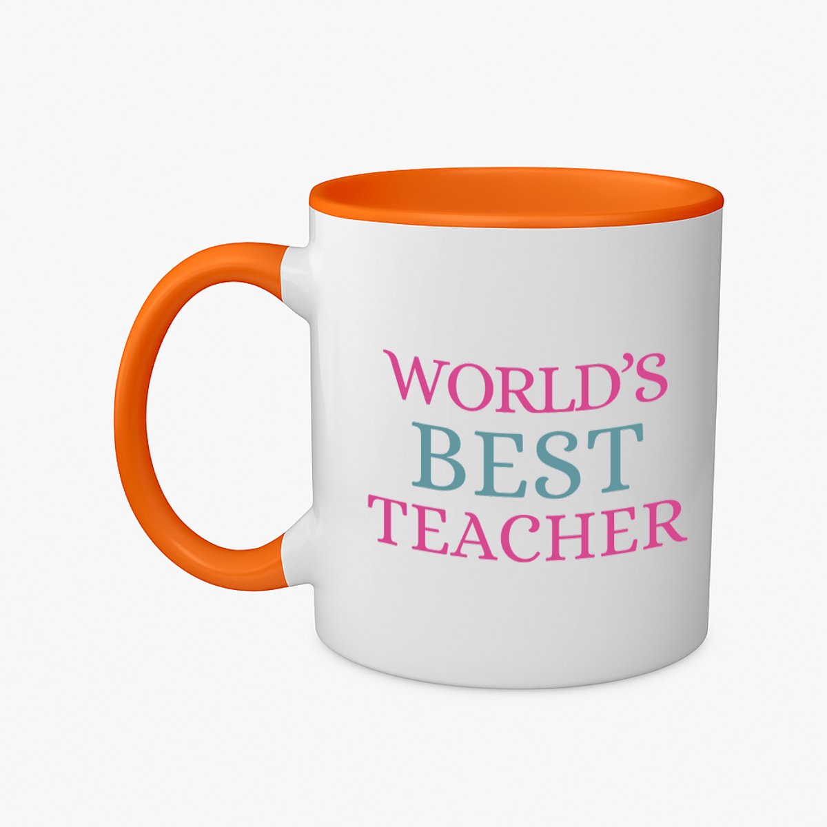 Hacebo® - World's best teacher koffiebeker oranje - Juf - beste juf - thee mok - koffie beker - school - verjaardagscadeau - afscheidscadeau - kado - koffiemok - 350 ML inhoud