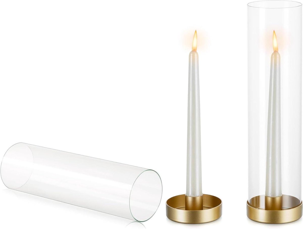 Allecto plus - Gouden kandelaarhouders voor taper kaarsen - Set van 2 - Geschikt voor bruiloft centerpieces - 30cm hoog
