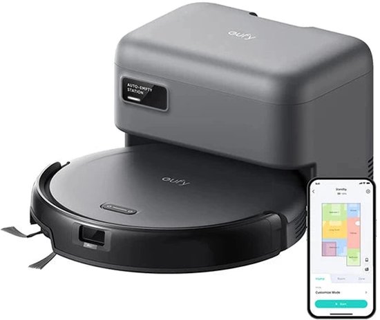 Robotstofzuiger – Robotstofzuiger Met Laadstation – Dweilrobot – Dweilfunctie – Automatisch Leegstation – Ultradun Design 7,3 cm – Grote Stofbak >2 L