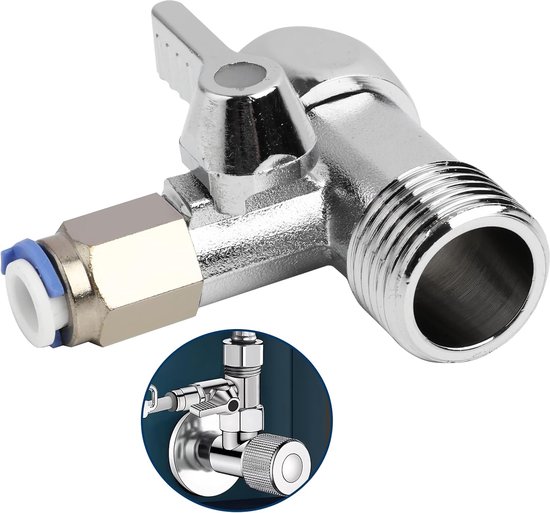 Foto: T stop valve quick adapter 1 2 x 1 2 x 1 4 inch water connection shut off valve water hose adapter voor koelkast waterfilter en osmosesysteem eenvoudige installatie onder de gootsteen